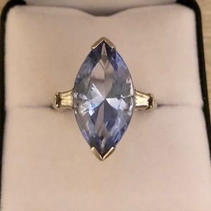Blue Topaz and Sterling Silver Ring Size 8